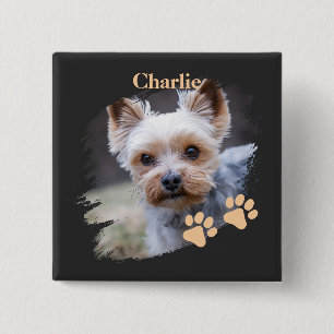 Cute dog pet with customized name 2 inch square button