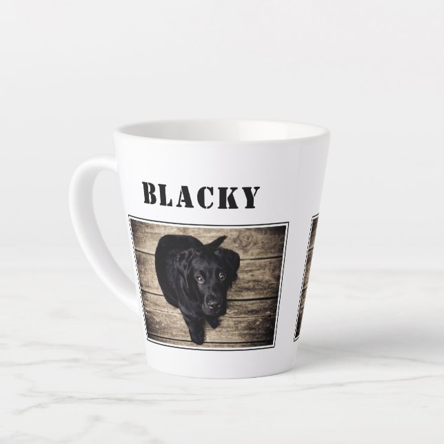 Cute Dog Photo and Name Latte Mug (Left Angle)