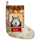 Cute Dog Photo Christmas Stocking Custom Name