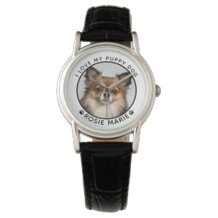 Cute Dog Photo Name Paw Prints Personalized Watch