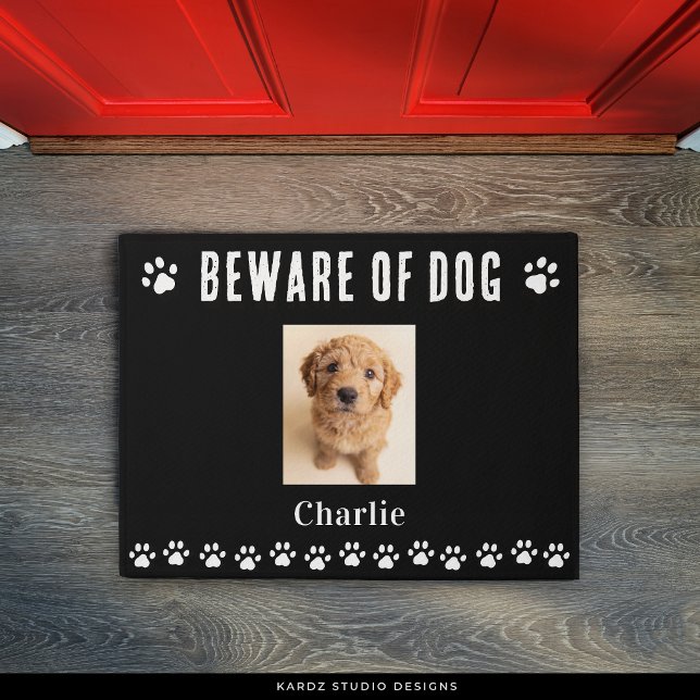 Cute Dog Photo Welcome Doormat (Add your dog's name and photo, edit text or leave as is.)