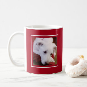 Cute Dog Photo White and Red Merry Christmas Coffee Mug