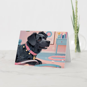 Cute dog pink blue bling dog mom  foil greeting card
