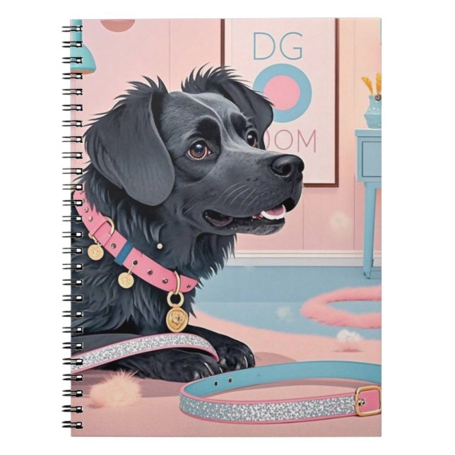 Cute dog pink blue bling dog mom  notebook (Front)