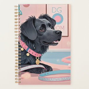 Cute dog pink blue bling dog mom planner