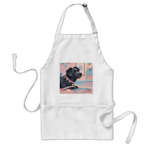 Cute dog pink blue bling dog mom standard apron