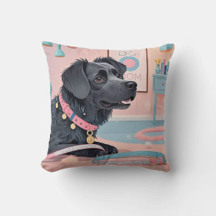 Cute dog pink blue bling dog mom  throw pillow