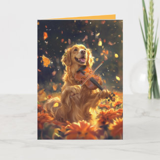Cute Dog Playing Violin Folded Card