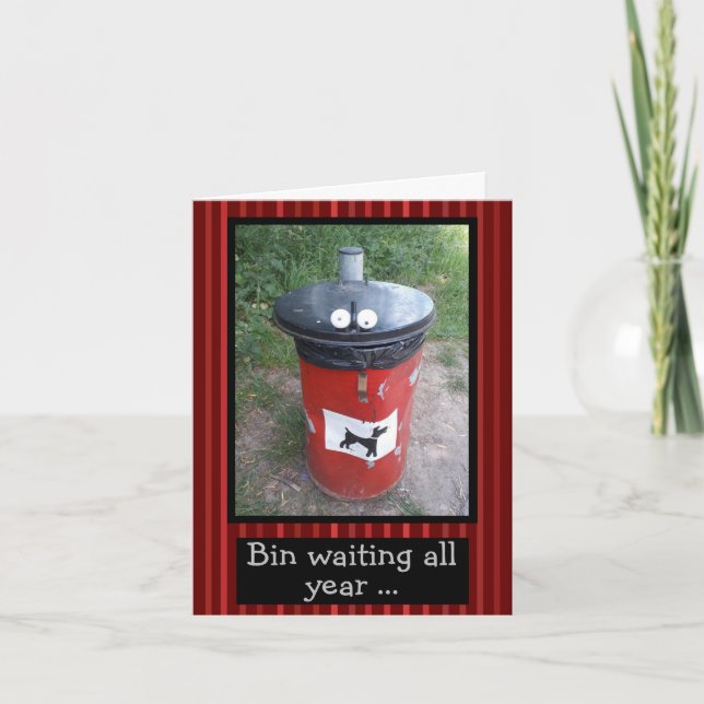 Cute Dog Poo Bin! - Customisable Funny  Card (Front)
