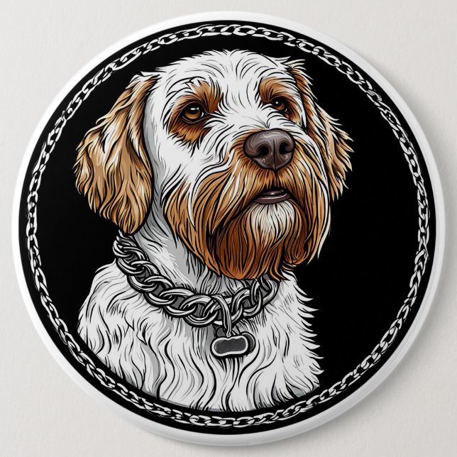 Cute dog portrait 6 inch round button (Front)