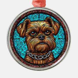 Cute dog portrait metal ornament