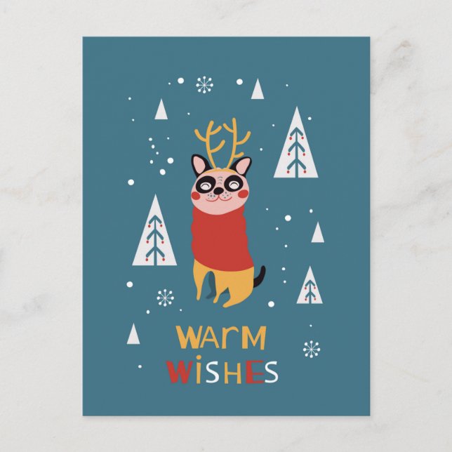 Cute Dog Postcard in Christmas (Front)