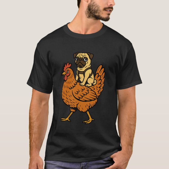 Cute Dog Pug Chicken T-Shirt (Front)