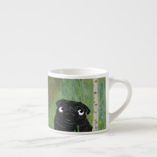 Cute Dog Pug Gustav Klimt Forest Espresso Cup
