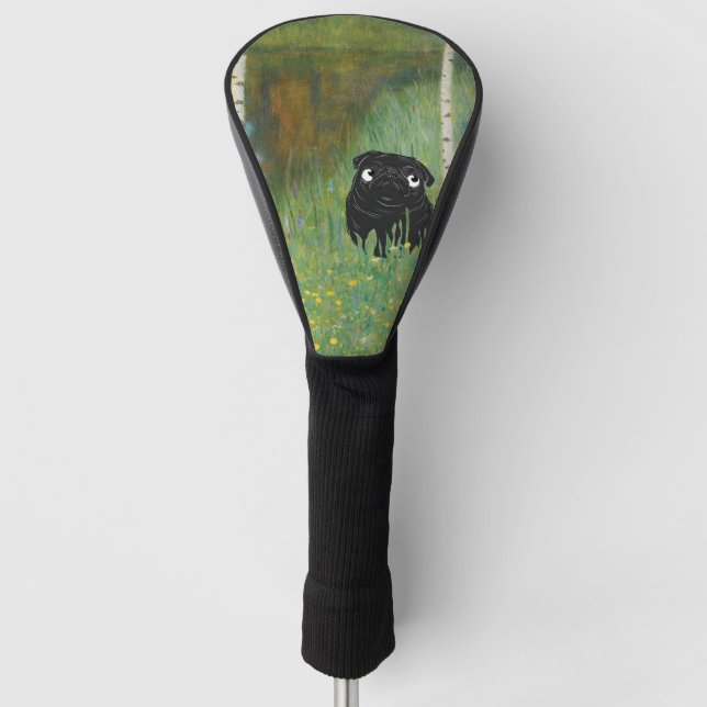 Cute Dog Pug Gustav Klimt Forest Golf Head Cover (Front)