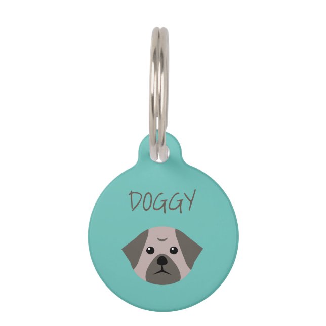 Cute Dog Pug Pet Tag (Back)