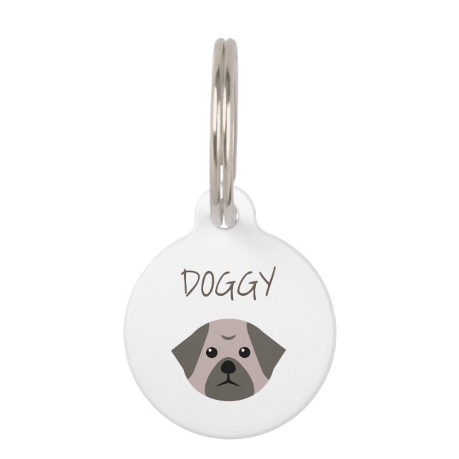 Cute Dog Pug Pet Tag (Back)