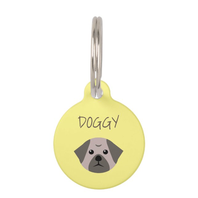 Cute Dog Pug Pet Tag (Back)