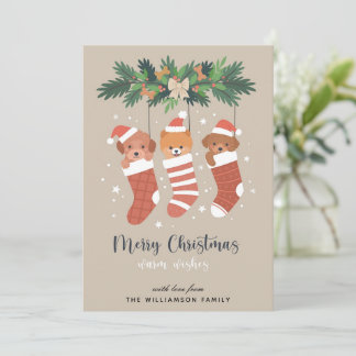 Cute Dog Puppies Merry Christmas Card
