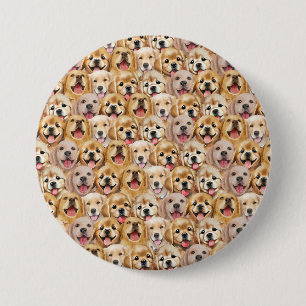 Cute Dog Puppy dogs paw pet Seamless Pattern 3 Inch Round Button