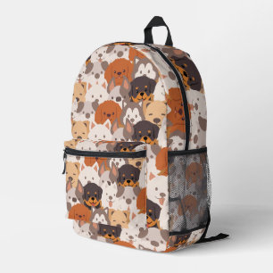 Cute Dog Puppy dogs paw pet Seamless Pattern Printed Backpack