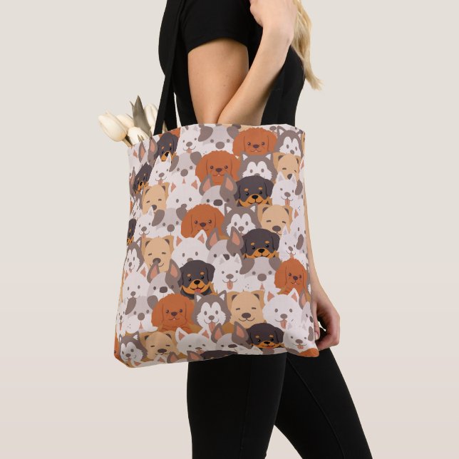 Cute Dog Puppy dogs paw pet Seamless Pattern Tote Bag (Close Up)