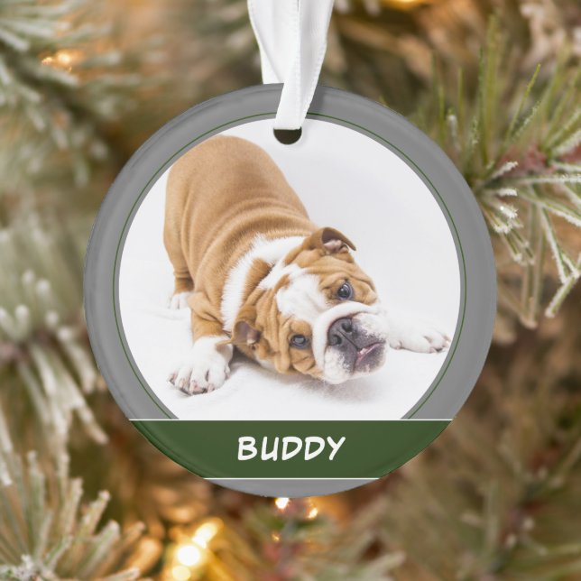 Cute Dog Puppy Modern Christmas Pet Photo Ornament (Tree)