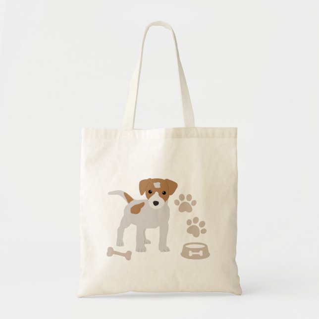 Cute Dog Puppy Paw Prints Pattern Tote Bag (Front)