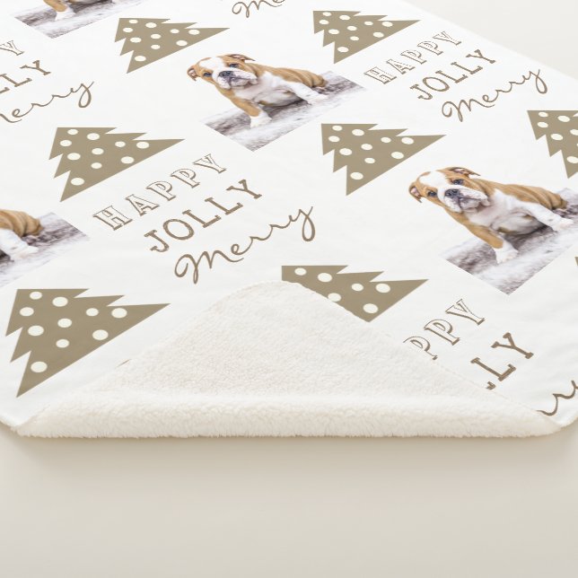 Cute Dog Puppy Pet Typography Christmas Tree Photo Sherpa Blanket (3/4)
