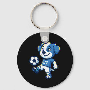 Cute Dog Puppy Playing Soccer Footll Dogs Puppies Keychain