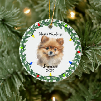 Cute Dog/Puppy Pomeranian Monogram Ornament