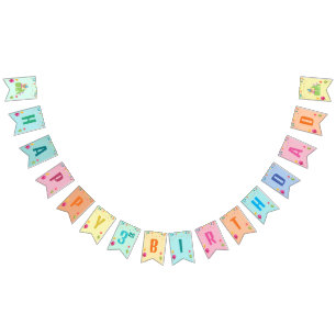 Cute Dog Puppy Themed Kid's Birthday Party Bunting Flags