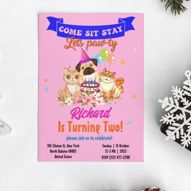 Cute Dog Puppy Themed Kid's Birthday Party Invitation (Creator Uploaded)