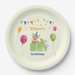 Cute Dog Puppy Themed Kid's Birthday Party Paper Plate