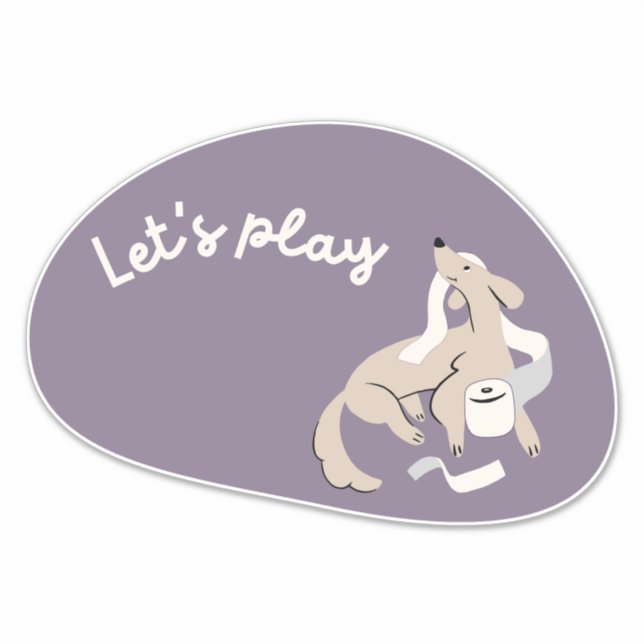 Cute dog, purple, "let's play!" (Front)
