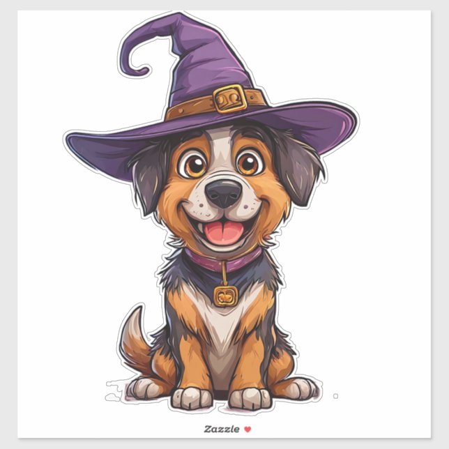 Cute Dog Purple Wizard Hat Halloween Gift (Sheet)