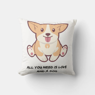 Cute Dog Quote White Throw Pillow 16×16 