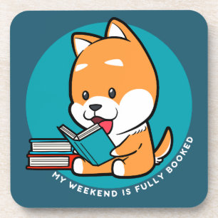 Cute Dog Reading Book Funny Quote Coaster