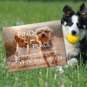Cute Dog Real Estate Referral Card Find Home