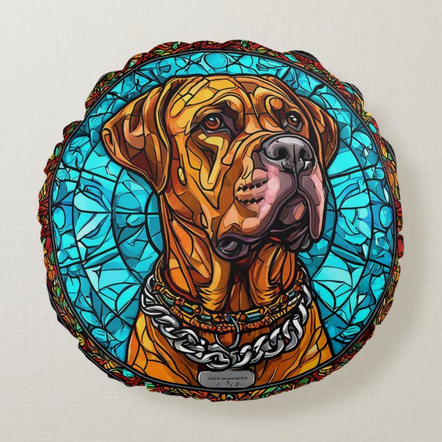 Cute Dog Round Pillow (Front)