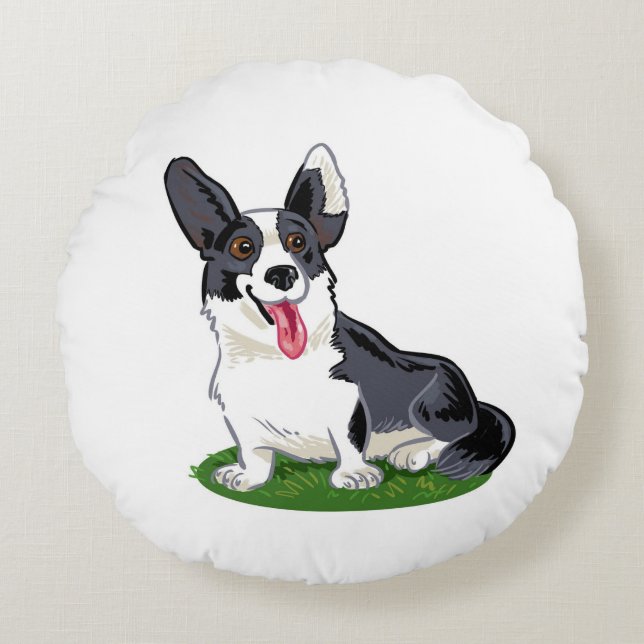 Cute dog round pillow (Front)