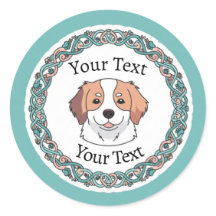 Cute Dog Round Sticker with Custom Text
