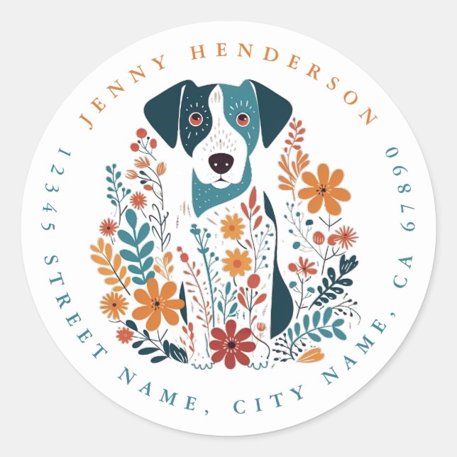 Cute Dog Round Stickers (Front)