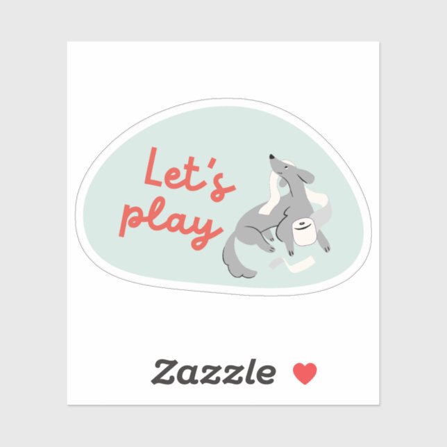 Cute dog, sage green, "let's play!" (Sheet)