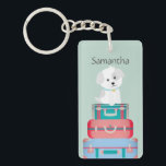 Cute Dog Sat on Suitcases Personalised Keychain<br><div class="desc">Adorable dog sat on suitcases.</div>