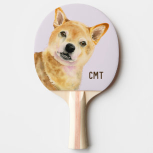 Cute Dog, Shiba Inu Dog Art, Monogram Ping Pong Paddle