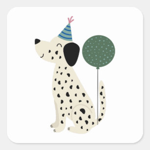 Cute Dog Simple Minimal Happy Birthday  Square Sticker