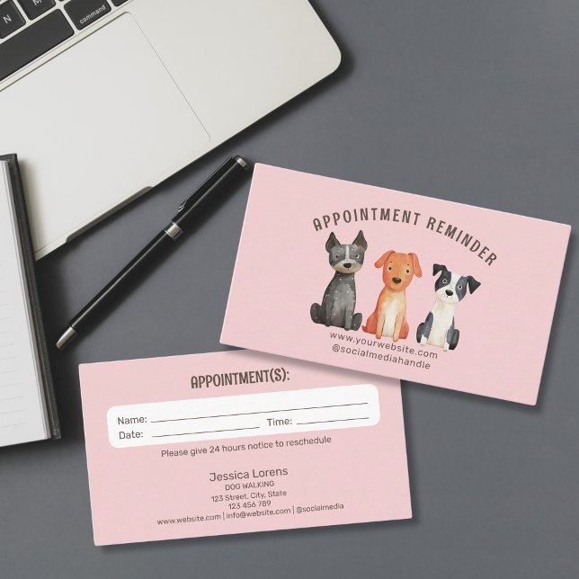 Cute Dog Sitter Groomer Pet Care Appointment Business Card (Creator Uploaded)