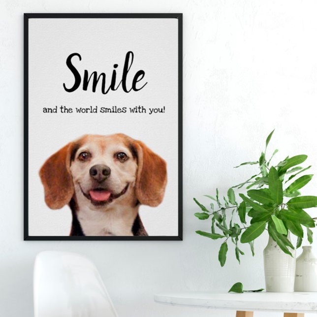 Cute Dog Smiling Photo Smile Quote Beagle Poster (Creator Uploaded)