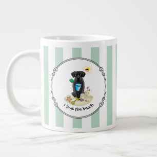 Cute Dog - Summer Beach Black Labrador Retriever Large Coffee Mug